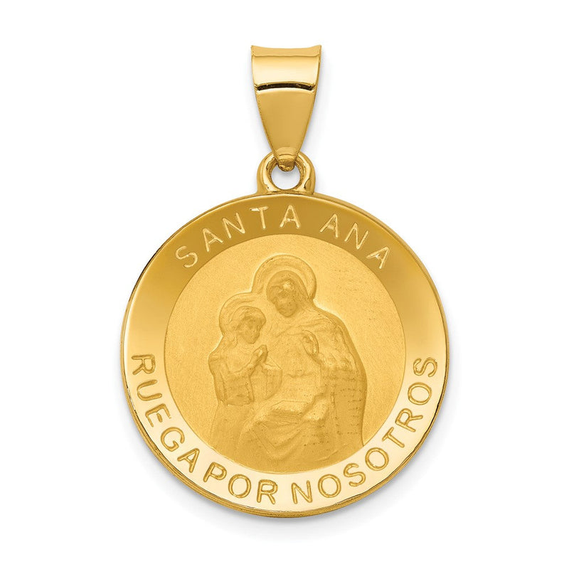 14K Gelbgold 14K Poliert/satin Hohl Spanish Saint Anne Medaille Anhänger