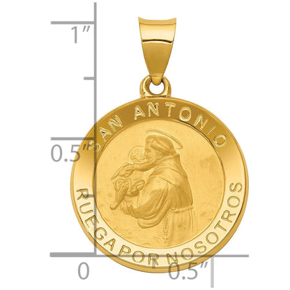 14K Gelbgold 14K Poliert/satin Hohl Spanish St. Anthony Medaille Anhänger