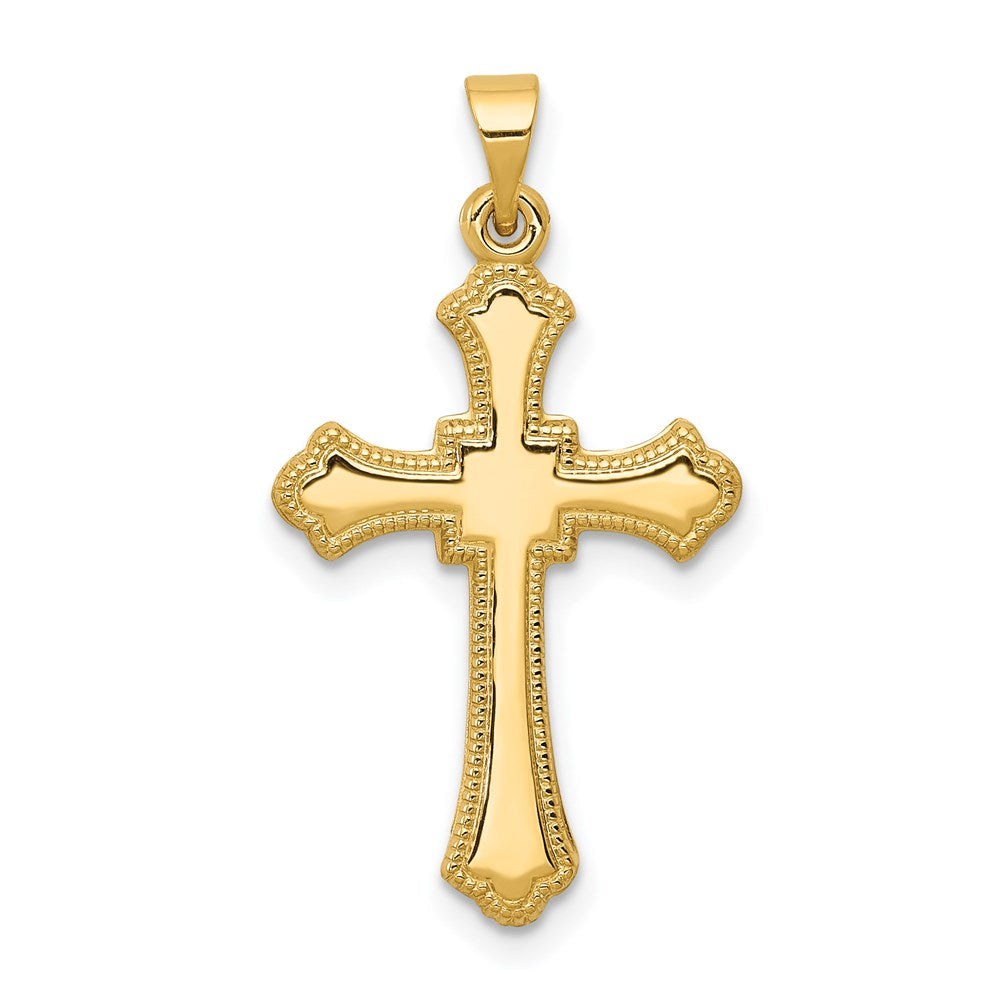 14K Gelbgold Kreuzanhänger mit Knospenenden