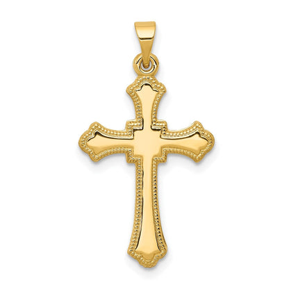 14K Gelbgold Kreuzanhänger mit Knospenenden