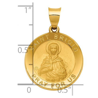 14K Gelbgold 14K Poliert/satin St. Brigid Hohl Medaille Anhänger