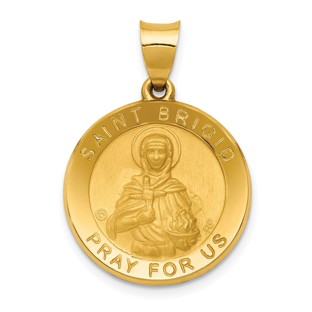 14K Gelbgold 14K Poliert/satin St. Brigid Hohl Medaille Anhänger