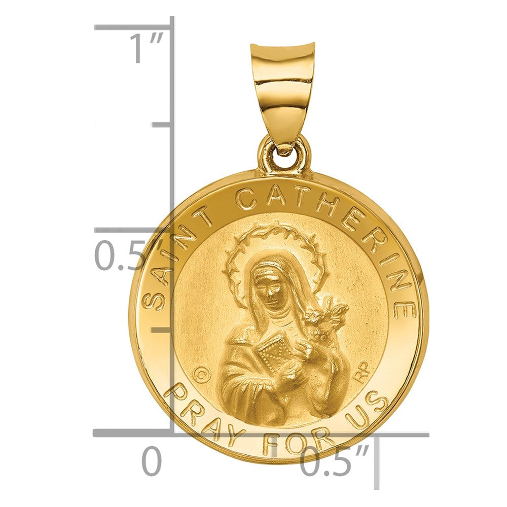14K Gelbgold 14K Poliert/satin St. Catherine Hohl Medaille Anhänger