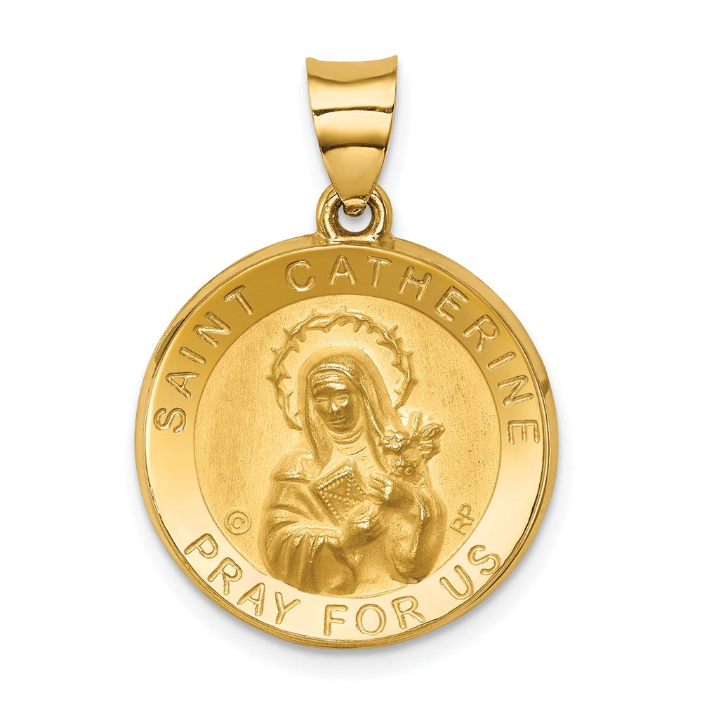 14K Gelbgold 14K Poliert/satin St. Catherine Hohl Medaille Anhänger