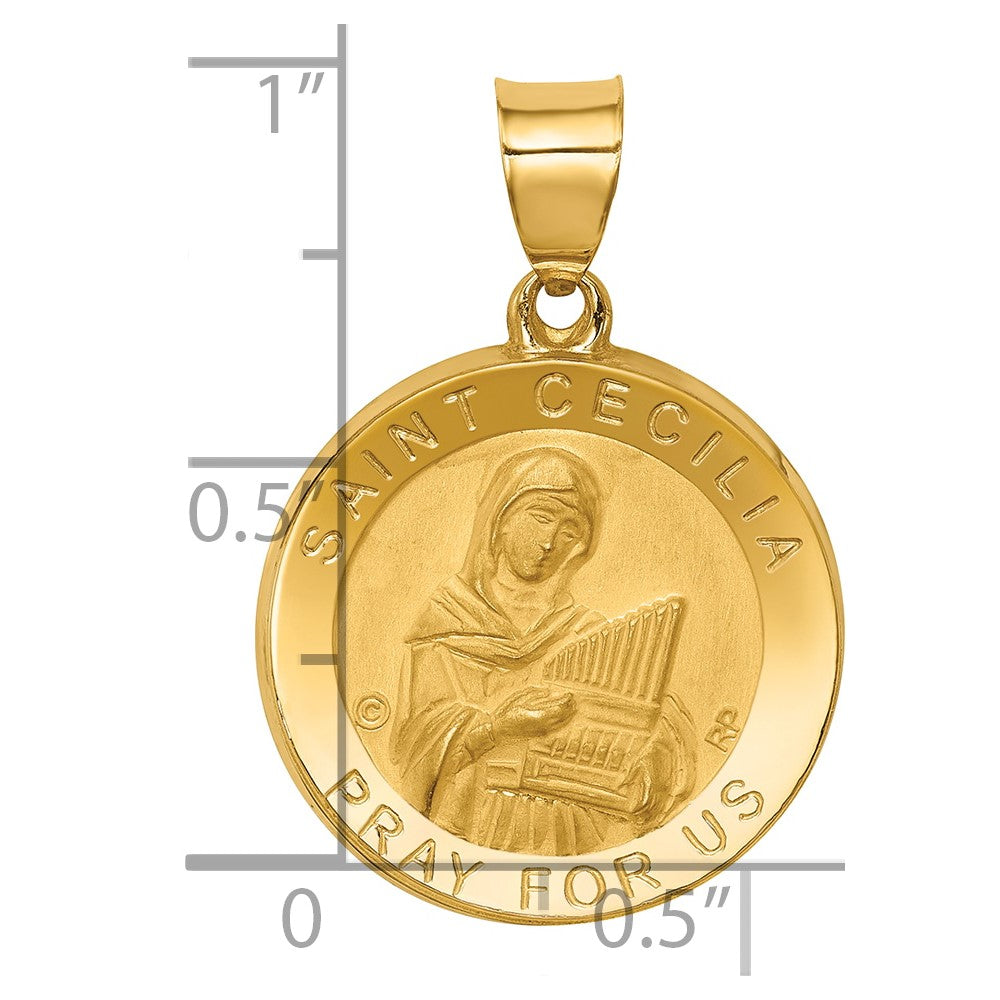 14K Gelbgold 14K Poliert/satin St. Cecilia Hohl Medaille Anhänger