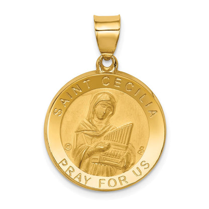 14K Gelbgold 14K Poliert/satin St. Cecilia Hohl Medaille Anhänger