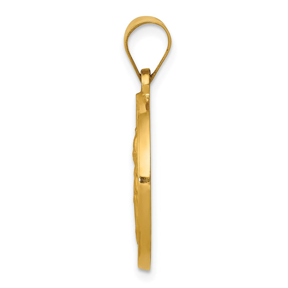 14K Gelbgold 14K Poliert/satin St. Clare Hohl Medaille Anhänger
