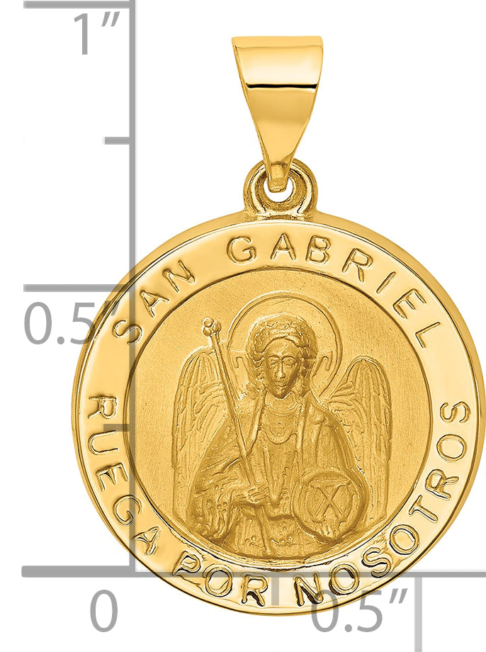 14K Gelbgold 14K Poliert/satin Hohl Spanish St. Gabriel Medaille Anhänger