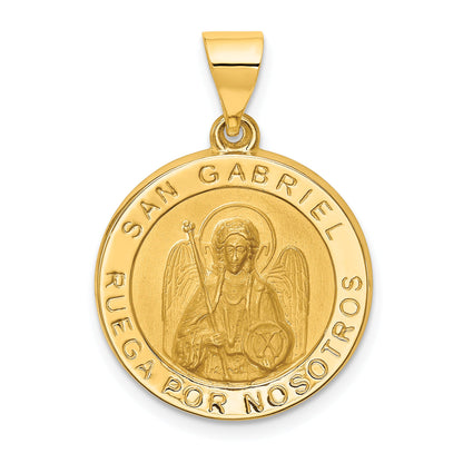 14K Gelbgold 14K Poliert/satin Hohl Spanish St. Gabriel Medaille Anhänger