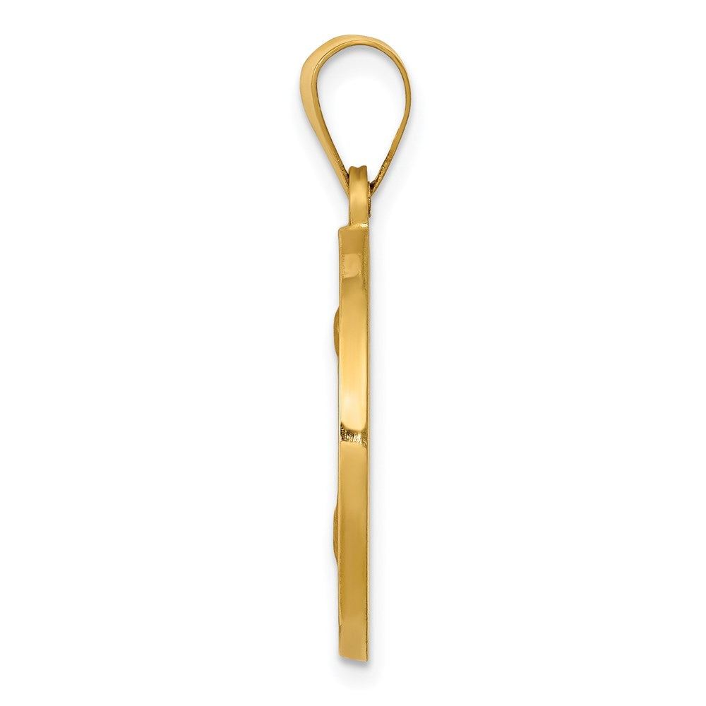 14K Gelbgold Poliert/satin Hohl Spanish San Jose Medaille Anhänger