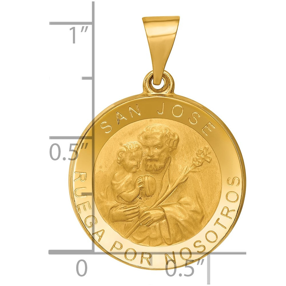 14K Gelbgold Poliert/satin Hohl Spanish San Jose Medaille Anhänger