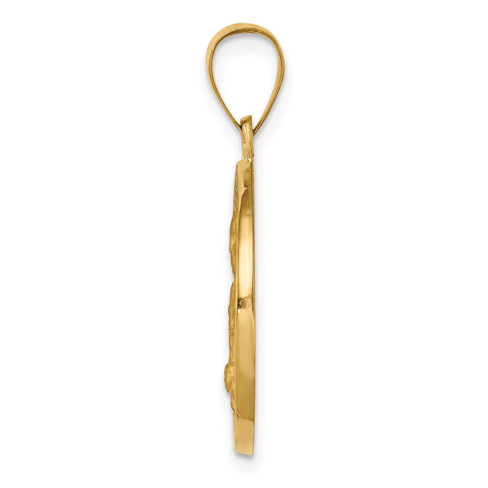 14K Gelbgold 14K Poliert / Satiniert St. Kateri Hohl Medaille Anhänger