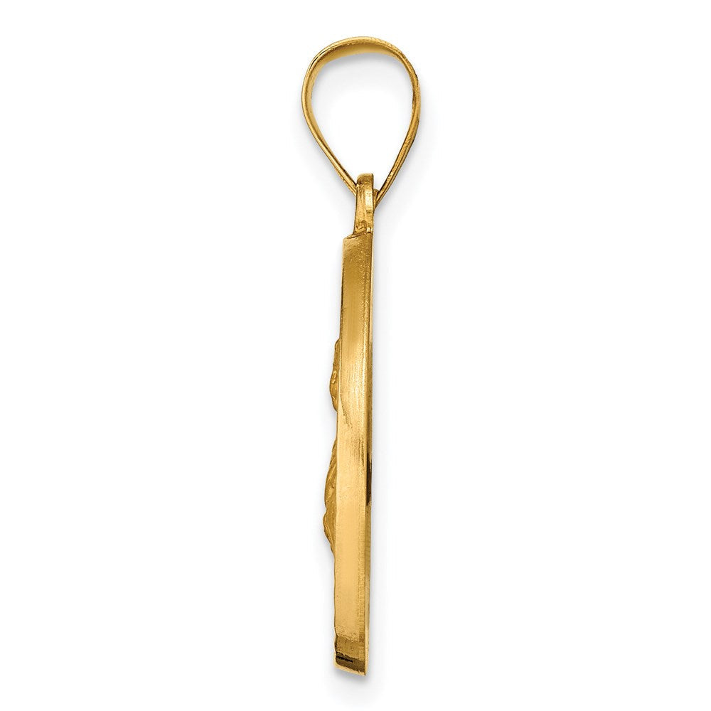 14K Gelbgold Poliert / Satiniert Hohl Spanish St. Lucy Medaille Anhänger