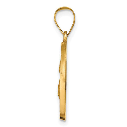14K Gelbgold Poliert / Satiniert Hohl Spanish St. Lucy Medaille Anhänger