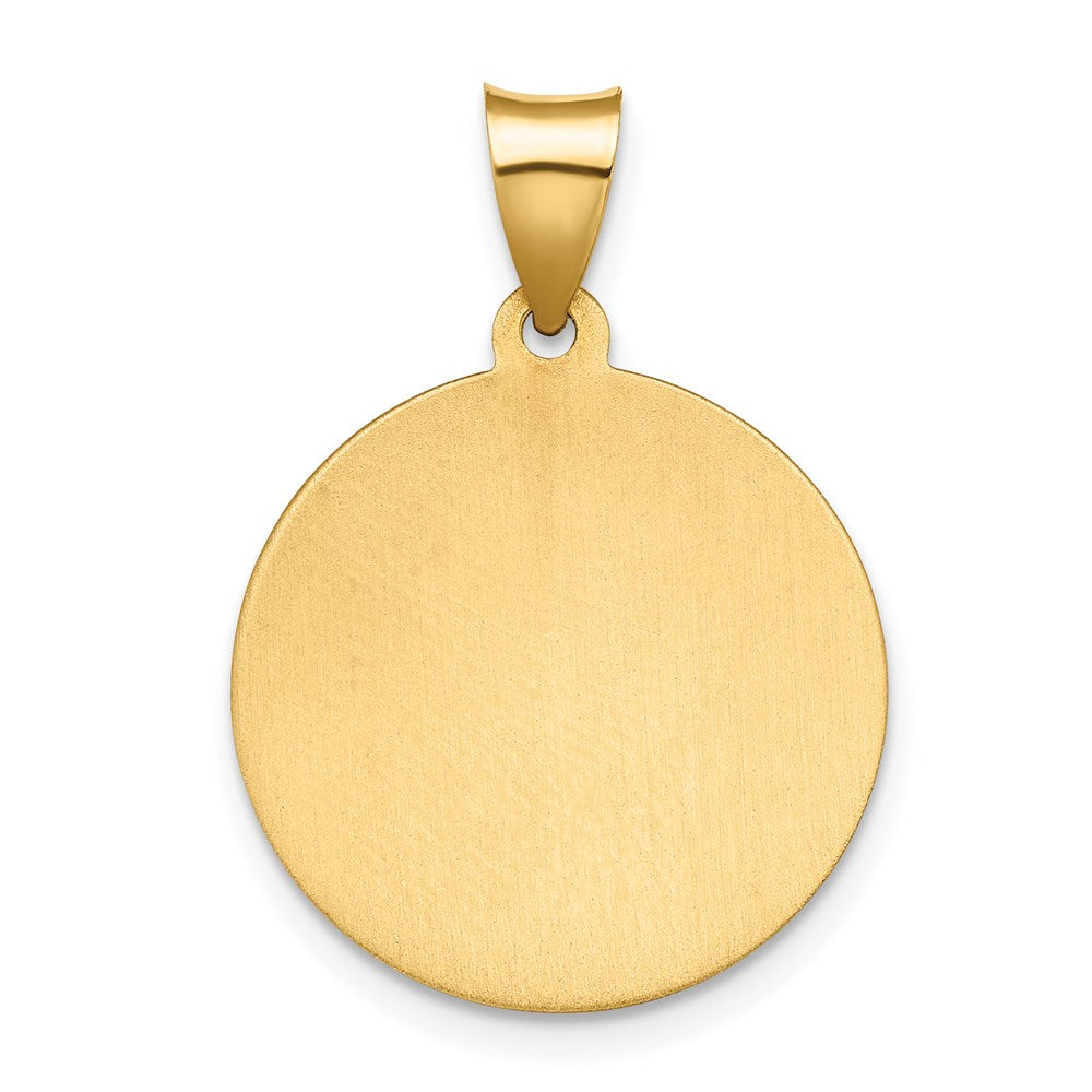 14K Gelbgold Poliert / Satiniert Hohl Spanish St. Lucy Medaille Anhänger