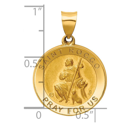 14K Gelbgold 14K Poliert / Satiniert St. Rocco Hohl Medaille Anhänger