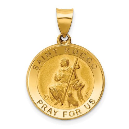 14K Gelbgold 14K Poliert / Satiniert St. Rocco Hohl Medaille Anhänger