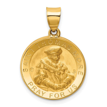 14K Gelbgold 14K Poliert / Satiniert St. Thomas More Hohl Medaille Anhänger
