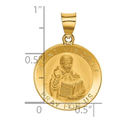 14K Gelbgold 14K Poliert / Satiniert St. Vincent Hohl Medaille Anhänger