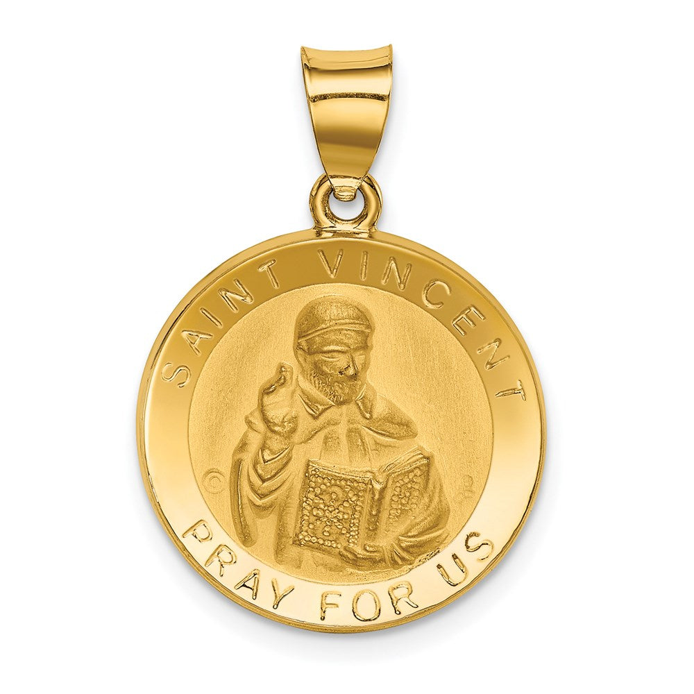 14K Gelbgold 14K Poliert / Satiniert St. Vincent Hohl Medaille Anhänger