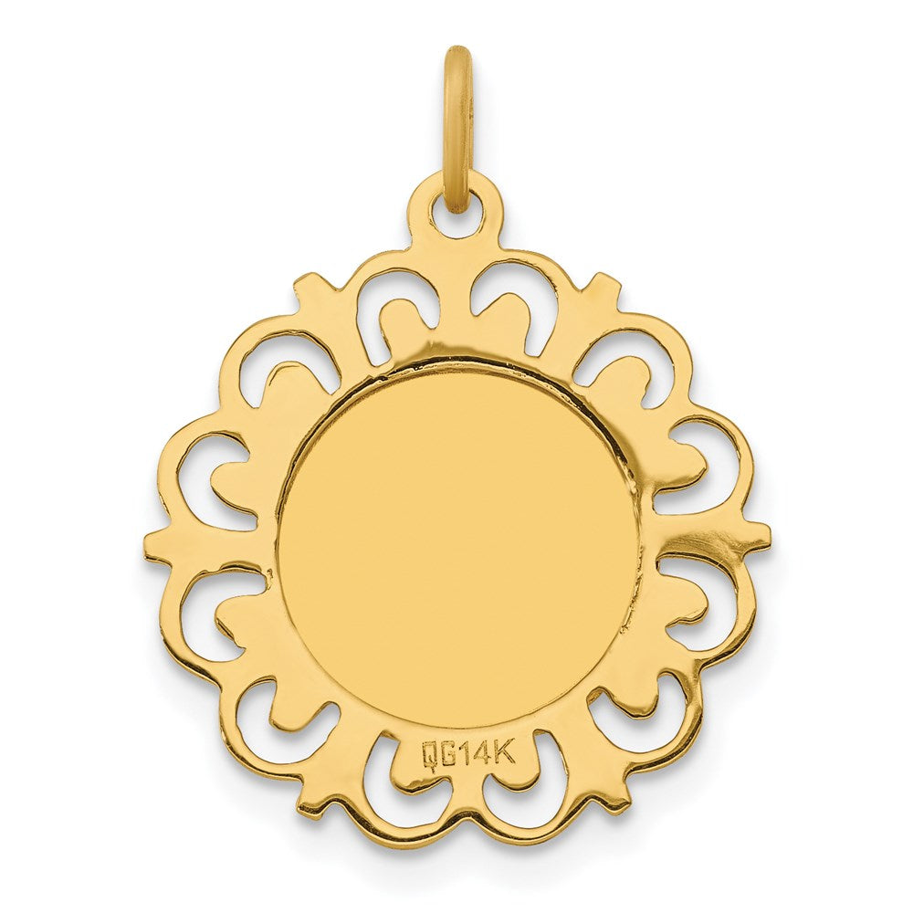 14K Gelbgold 14K Poliert/satin Spanish 1st Kommunion Medaille Hohl Anhänger
