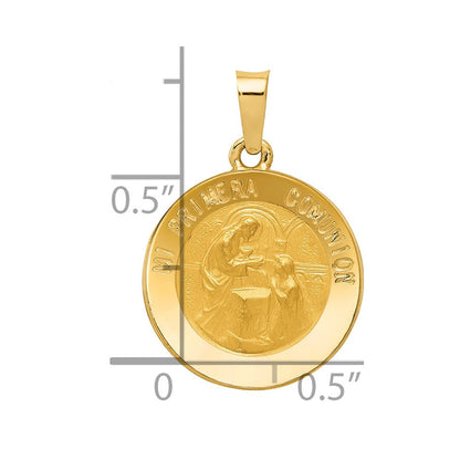 14K Gelbgold 14K Poliert/satin Spanish 1st Kommunion Medaille Hohl Anhänger