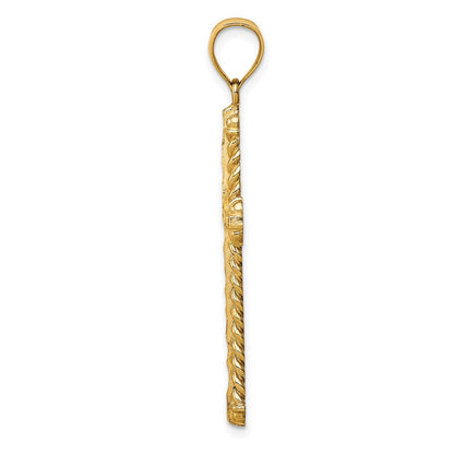 14 Karat Gelbgold Kreuzanhänger, diamantiert