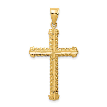 14 Karat Gelbgold Kreuzanhänger, diamantiert