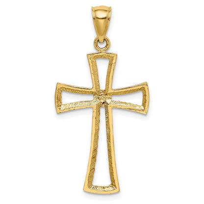 14K Gelbgold 14K Diamantiert Kreuz Anhänger