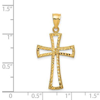 14K Gelbgold 14K Diamantiert Kreuz Anhänger