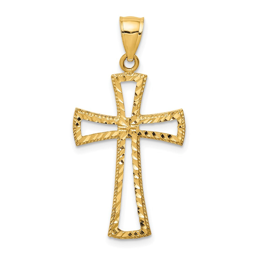 14K Gelbgold 14K Diamantiert Kreuz Anhänger