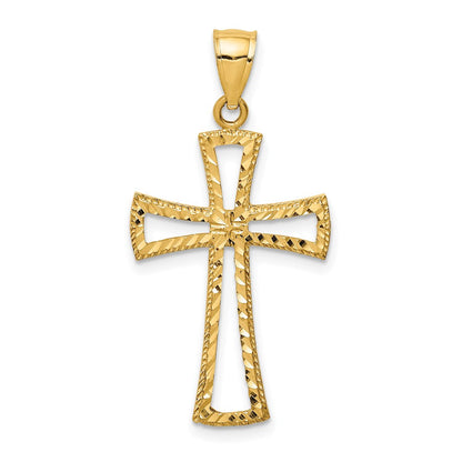14K Gelbgold 14K Diamantiert Kreuz Anhänger