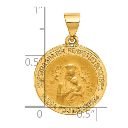 14K Gelbgold 14K Hohl Poliert/satin Spanish Perpetuo Socorro Medaille