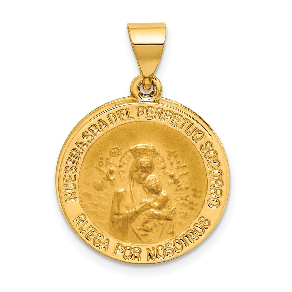 14K Gelbgold 14K Hohl Poliert/satin Spanish Perpetuo Socorro Medaille