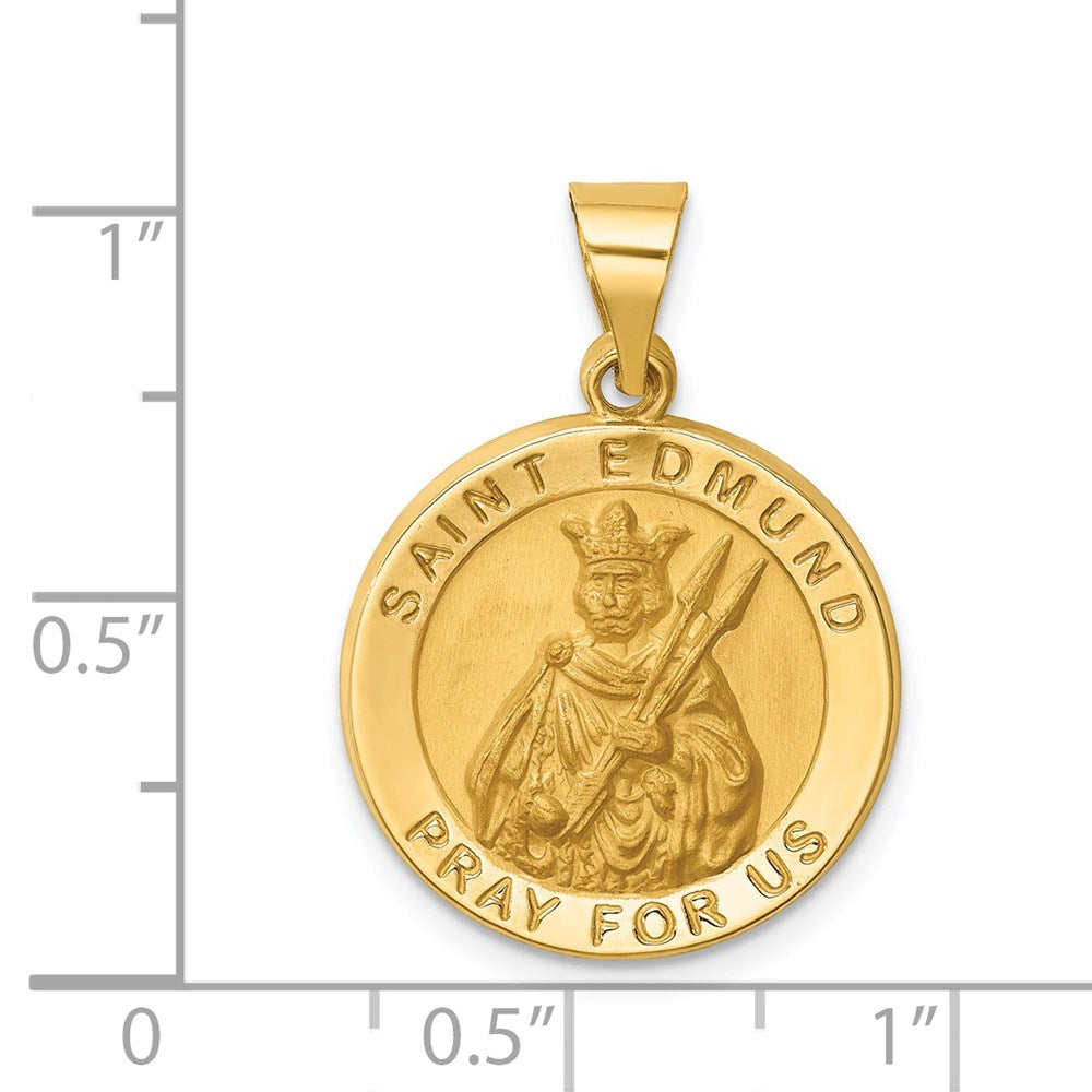 14K Gelbgold 14K Hohl Poliert/satin Rund St. Edmund Medaille
