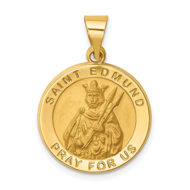 14K Gelbgold 14K Hohl Poliert/satin Rund St. Edmund Medaille