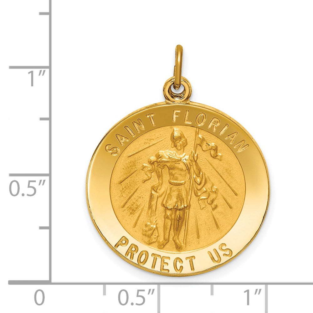 14K Gelbgold Massiv Poliert/satin Rund St. Florian Medaille