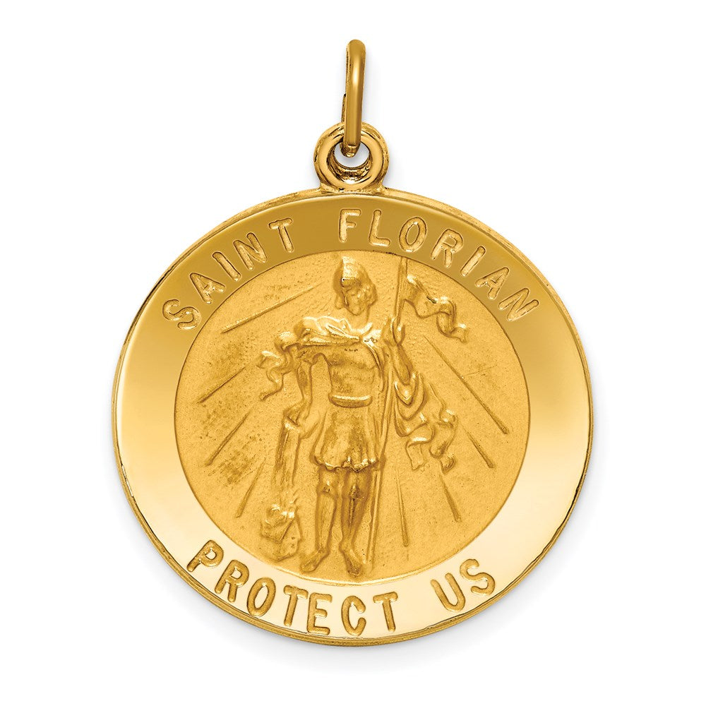 14K Gelbgold Massiv Poliert/satin Rund St. Florian Medaille