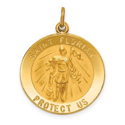 14K Gelbgold Massiv Poliert/satin Rund St. Florian Medaille