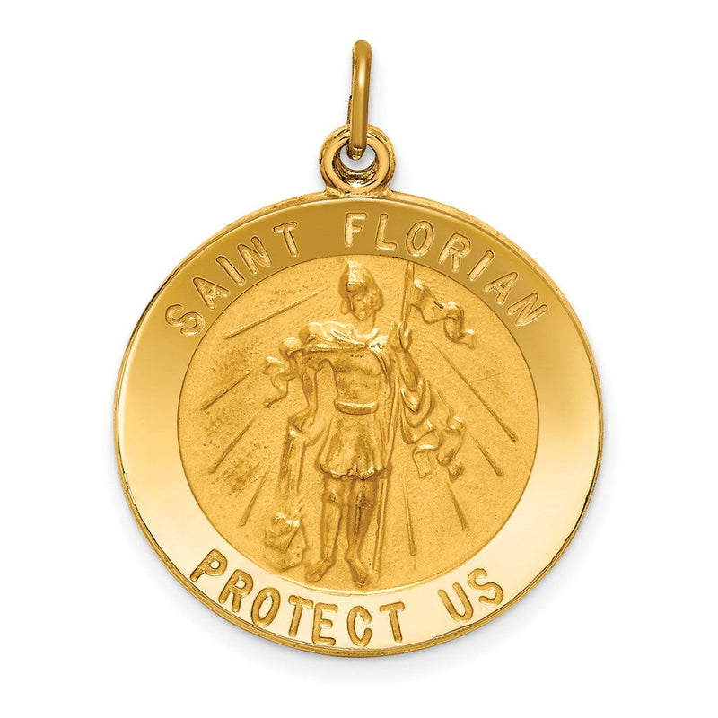14K Gelbgold Massiv Poliert/satin Rund St. Florian Medaille