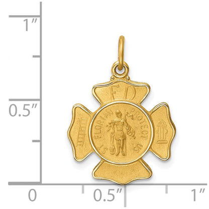 14K Gelbgold Massiv Poliert/satin Klein St. Florian Feuer Dept. Abzeichen Medaille