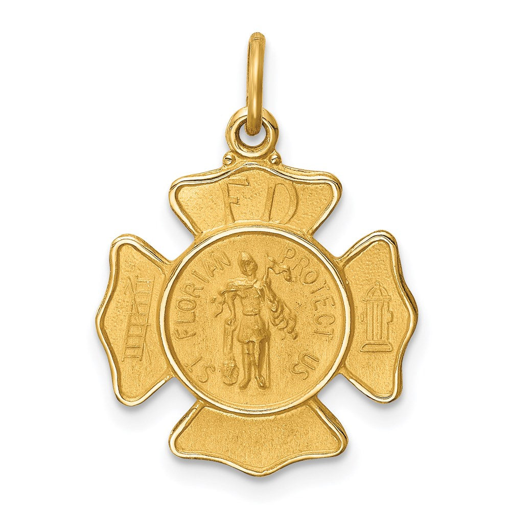 14K Gelbgold Massiv Poliert/satin Klein St. Florian Feuer Dept. Abzeichen Medaille