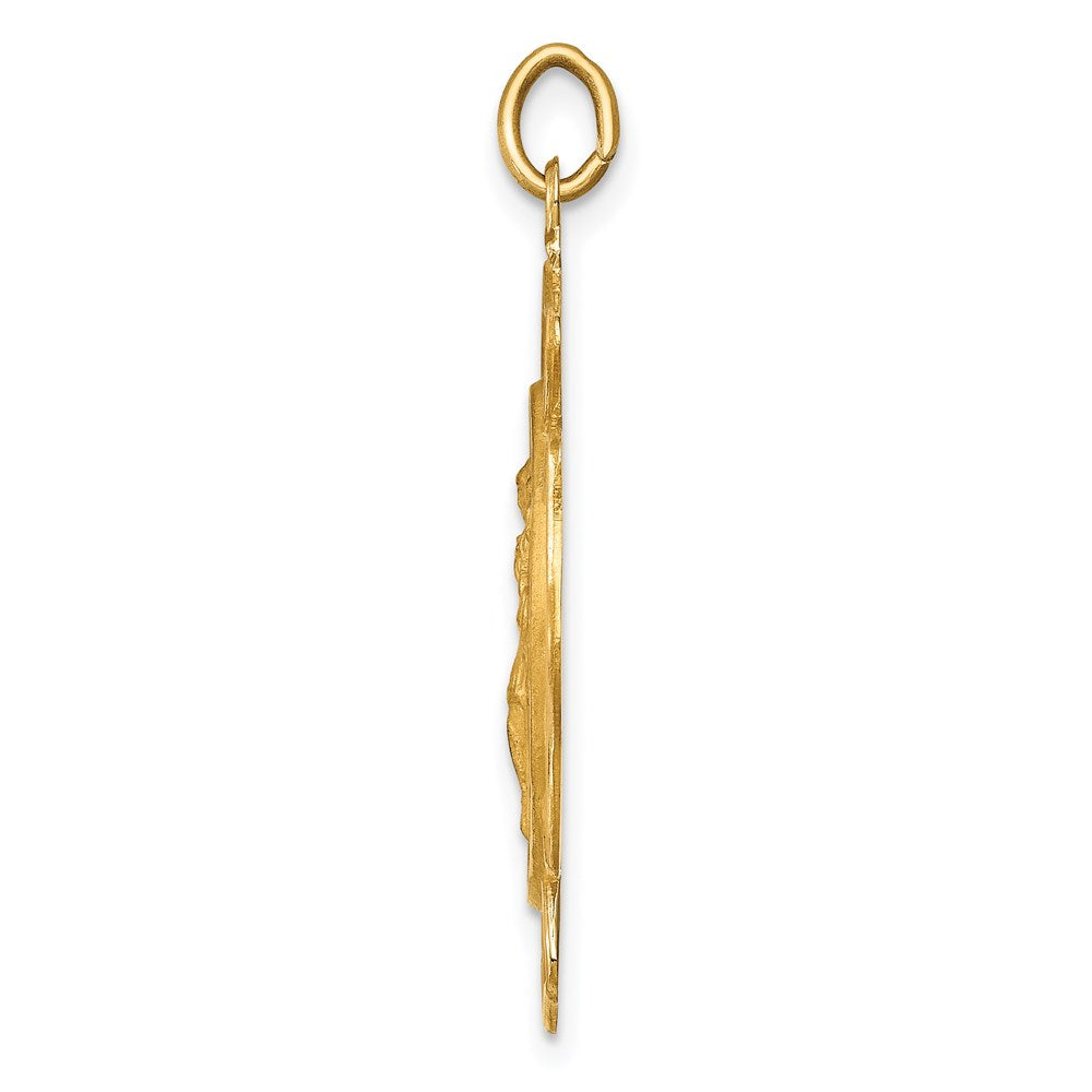 14K Gelbgold Massiv Poliert/satin Groß St. Florian Feuer Dept. Abzeichen Medaille