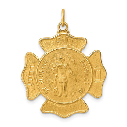 14K Gelbgold Massiv Poliert/satin Groß St. Florian Feuer Dept. Abzeichen Medaille