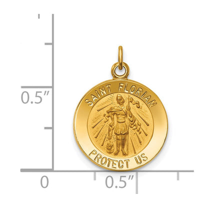 14K Gelbgold Massiv Poliert/satin Klein St. Florian Medaille