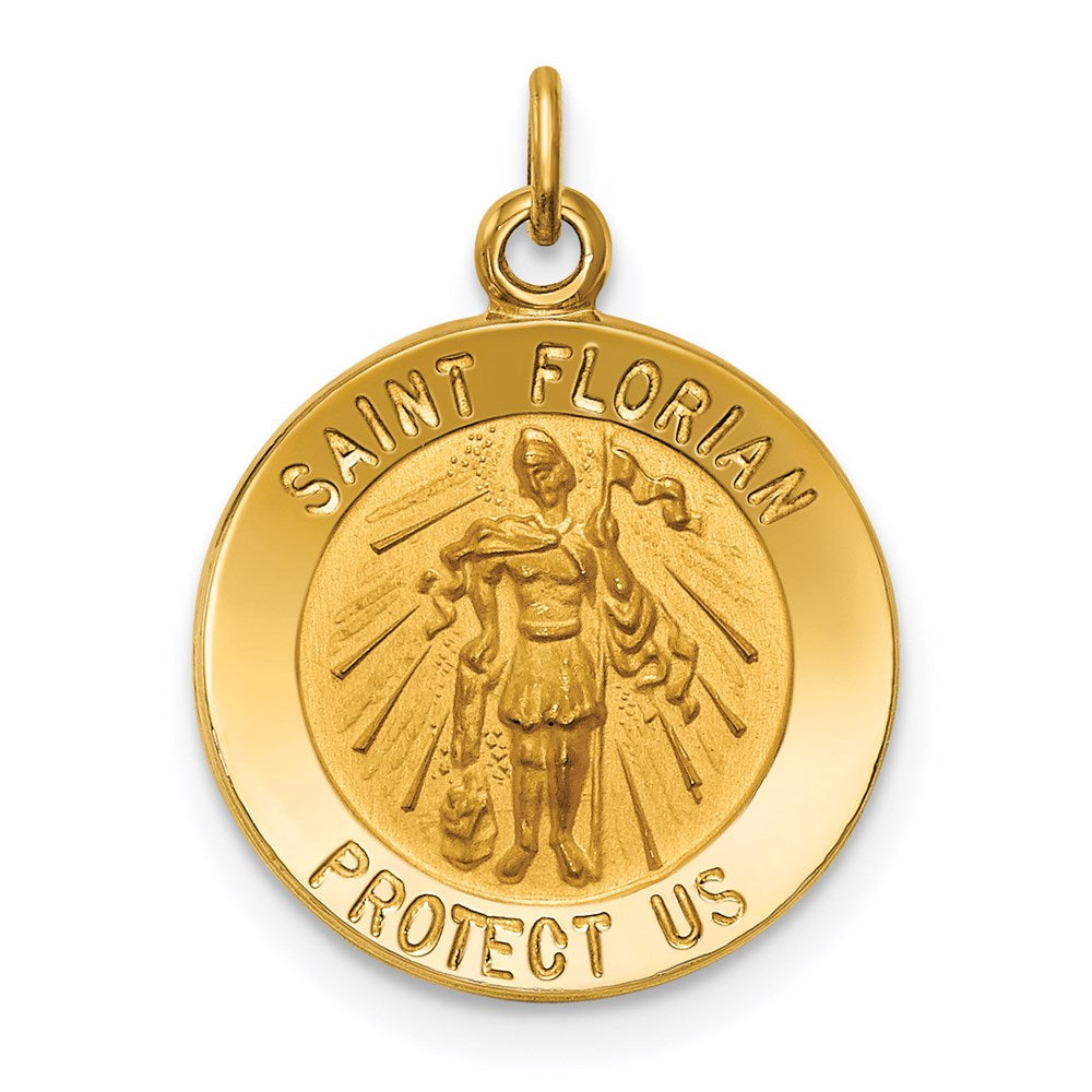 14K Gelbgold Massiv Poliert/satin Klein St. Florian Medaille