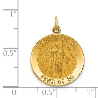14K Gelbgold Massiv Poliert/satin Mittel St. Florian Medaille