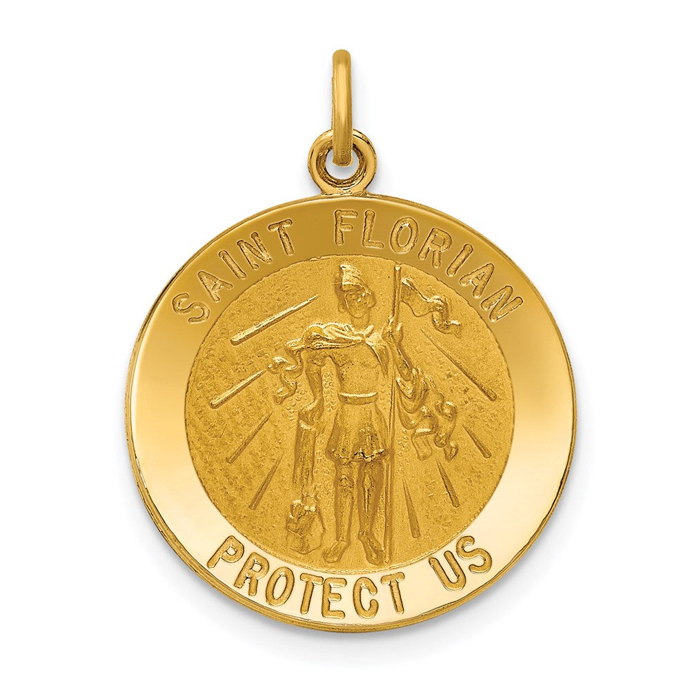 14K Gelbgold Massiv Poliert/satin Mittel St. Florian Medaille