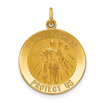 14K Gelbgold Massiv Poliert/satin Mittel St. Florian Medaille