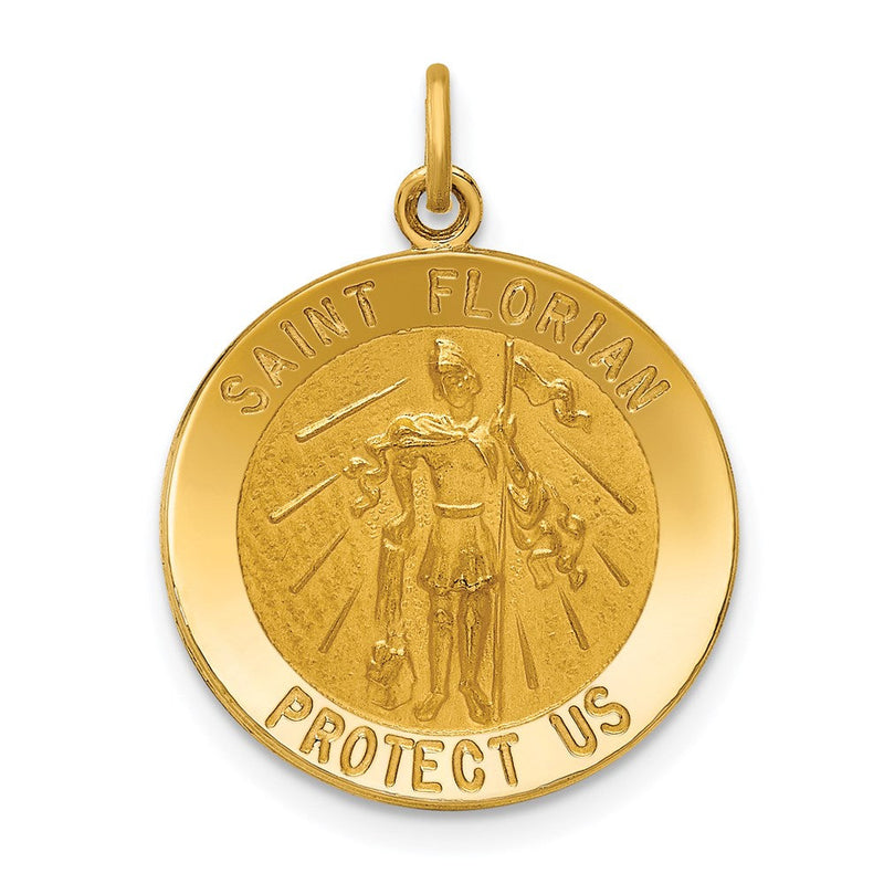 14K Gelbgold Massiv Poliert/satin Mittel St. Florian Medaille